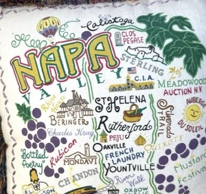 Cat Studio Handmade from tea towel- NAPA VALLEY Wine Country PILLOW 2012 (2C) - Picture 1 of 10