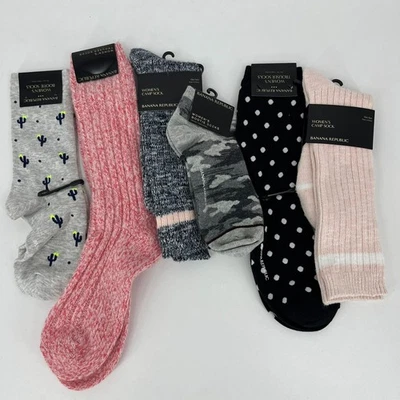 Lot of 6 Banana Republic Socks Women's One Size Multicolor Mixed Styles New NWT - Image 1 of 4
