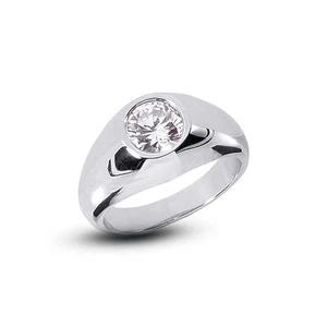 Anillo clásico de oro de 18k con diamantes certificados naturales corte redondo F SI2 de 2 quilates para hombre - Imagen 1 de 3