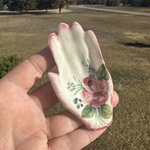 Vintage China Hand Trinket Dish Hand Painted Pink Roses 1960s-Porcelain - Picture 1 of 6