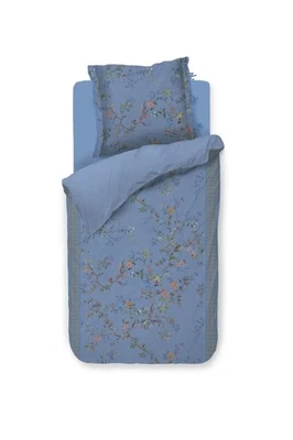 PIP Studio Perkal Bettwäsche 155x220 Bustani Blue Blütenzweige blau Wende - Bild 1 von 4