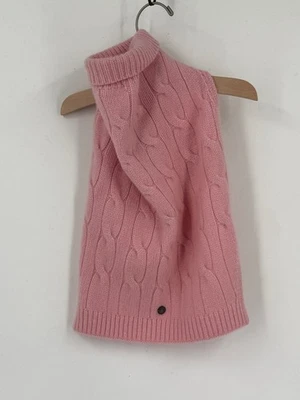 Suéter novo com etiquetas Mungo & Maud rosa malha de cabo cashmere gola alta filhote cachorro tamanho 45 - Imagem 1 de 4