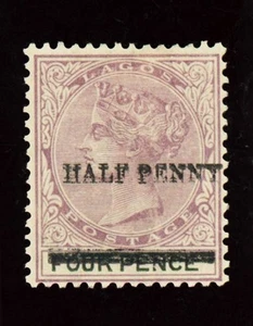 [NIGERIA] 1893 Lagos: ½d on 4d SG 42a / Double Surcharge/ ERROR (MH) - Picture 1 of 2