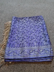 Nalli Purple Silver Pure Satin Silk saree Banarasi Brocade Indian Sari - Picture 1 of 11