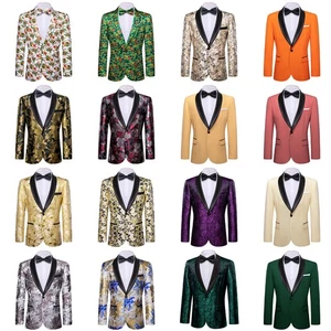 Mens Suit Floral Paisley Tuxedo Closure Collar Single-Breasted Blazer Wedding - Picture 1 of 202