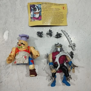 Vintage TMNT Action Figuren Slice N Dice Shredder Pizza Face wie vorgefunden mit Zubehör  - Bild 1 von 3