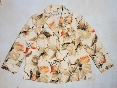 Blazer floral de hibisco beige 18W Alfred Dunner para mujer Foto 1 de 4