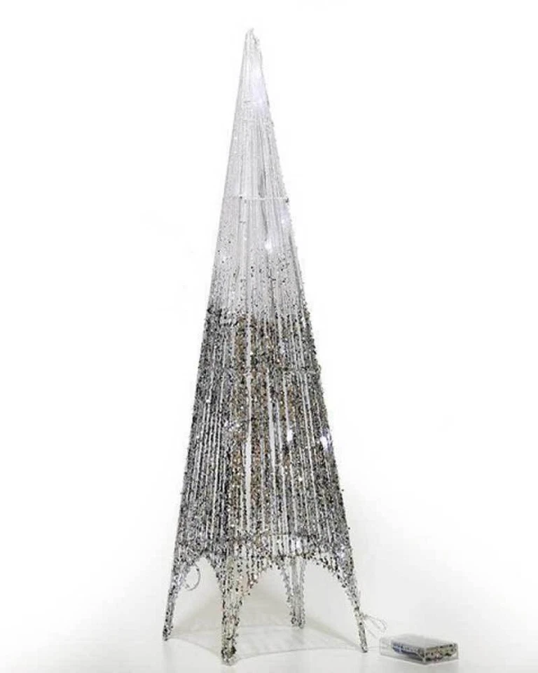 General Trade Cono Natalizio Albero Colore Argento Luminoso Con 20 Led 70 Cm - Immagine 1 di 1