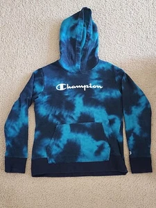 Champion hoodie youth LARGE (14/16) blue tie dye Hooded Pullover sweatshirt - Picture 1 of 4