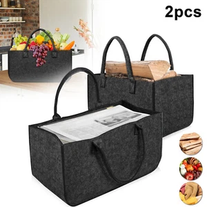 Filztasche Einkaufstasche Filz Stoff Filz Tasche Shopper Groß Dunkelgrau 2Stk. - Bild 1 von 12