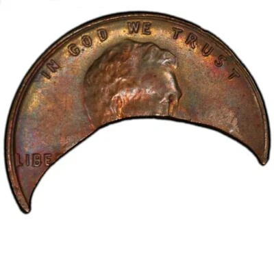 PCGS MS64 Crescent Clip 1.23 Grams Copper Lincoln Cent Mint Error Wow Eye Appeal - Image 1 of 4