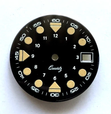 Dial cadran 11 1/2 Harley 375 Ronda QUARTZ skin diver WATCH Zifferblatt 28,5 mm