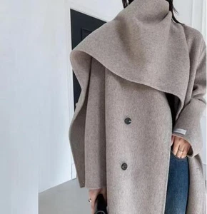 Abrigos de cachemira para mujer chal de invierno cuello bufanda largo doble pecho lana prendas de abrigo - Imagen 1 de 19