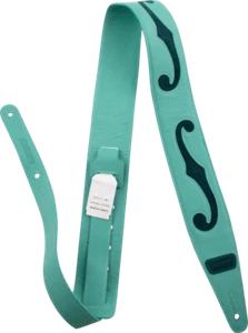 Gretsch F-Holes Leather Guitar Strap, Surf Green and Dark Green, 3" Wide - Picture 1 of 1