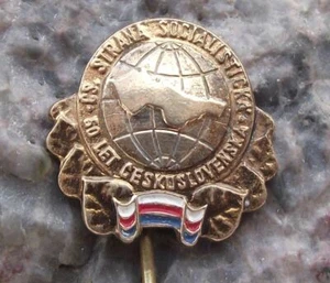 1947 Czechoslovakia National Social Socialist Party 50th Anniversary Pin Badge - Picture 1 of 2