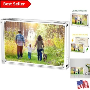 Elegant 5x7 Inches Acrylic Photo Frame - Double-Sided Magnetic Display - Picture 1 of 10