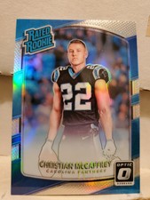 Christian McCaffrey 2017 Donruss Optic #168 Silver Holo Prizm Rated Rookie Card