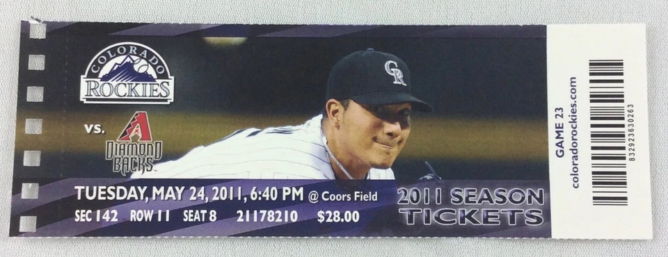 Boleto MLB 2011 05/24 Arizona at Colorado Rockies-Jason Giambi HR Foto 1 de 1