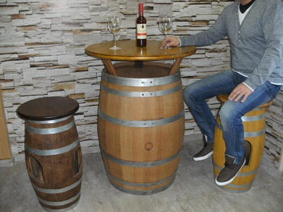 FASSTISCH mit Bootslack für Außen WEINFASS TISCH HOLZFASS EICHENFAß Bistrotisch - Bild 1 von 4
