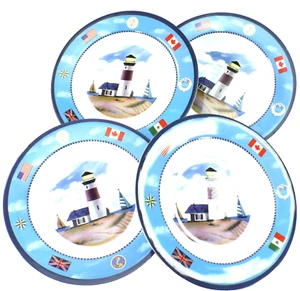 MELAMINA WARE Brezza Nautica Faro Zuppiera Set di 4 Bandiere Barche - Foto 1 di 11
