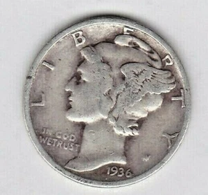 1936 MERCURY DIME in FINE condition ~ PLEASE SEE THE SCAN .stk m0007 - Picture 1 of 4
