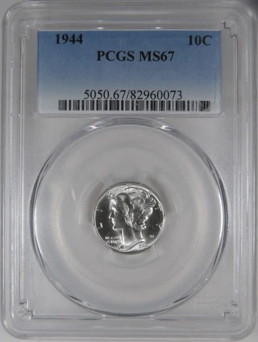 1944 10C PCGS MS 67 Silver Mercury Dime [0073] Cover