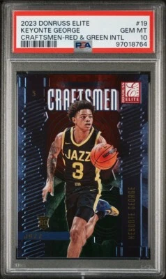 Donruss Elite Keyonte George RC 2023 Craftsmen rojo y verde internacional PSA 10 *Pop 1 Foto 1 de 4