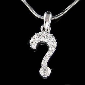 ~Dainty QUESTION MARK~ made with Swarovski Crystal Bling Necklace Jewelry New