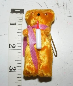 ** Antique Teddy Bear 3" Gold Fur 1920s Original Bottle Rare Unjointed ** - Picture 1 of 3