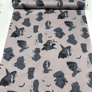1 Yard Alexander Henry Scary Influencers Grey Cotton Fabric Halloween Haunted - Picture 1 of 6