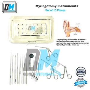 Juego de 15 instrumentos de miringotomía para otorrinoplastia otorrinolaringológica A+ - Imagen 1 de 4