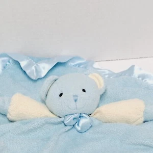 Mary Meyer 2001 blau Satinborte Plüsch Teddy Lovey Sicherheitsdecke 21"x16" - Bild 1 von 5