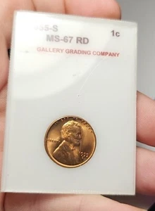 Lincoln Wheat Cent Penny Gallery Grading Company 1955 S - Imagen 1 de 5