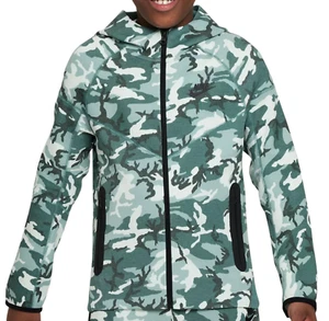 NEW Nike Tech Fleece Green Camo Hoodie Full Zip Jacket FN9118-361 Boys Kids XS - Picture 1 of 7
