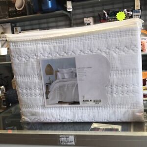 Sky Soft Crinkle Coverlet Twin 100% Cotton White - 100% Exclusive Retail $200