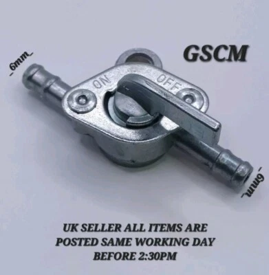 6mm Inline Petrol Fuel Tap Motorcycle Pit Bike Quad Lawnmover Universal - Image 1 of 3