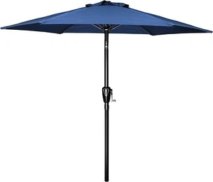 7.5' Outdoor Patio Umbrella Market Sun Shade Tilt Garden Yard Deck Sunshade Blue - Picture 1 of 7