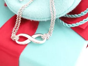 Neu Tiffany & Co Silber Infinity Halskette Verpackung Box Beutel Karte 16 Zoll - Bild 1 von 11
