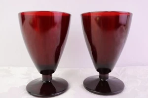 2 Anchor Hocking Royal Ruby 2 1/2 oz Footed Wine Tumblers - Picture 1 of 5