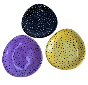 3 Dept 56 Speckled Easter Egg Shaped Spring Luncheon Dessert Appetizer Plates - Picture 1 of 9