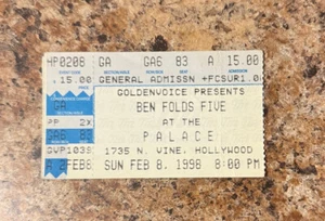 BEN FOLDS FIVE - 2/8/1998 Biglietto Stub The Palace Hollywood, California - Foto 1 di 2