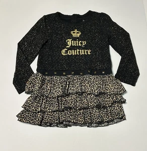 Girls Size 24 Months Juicy Couture Black/Gold/Leopard Logo Fit & Flare Dress - Picture 1 of 8