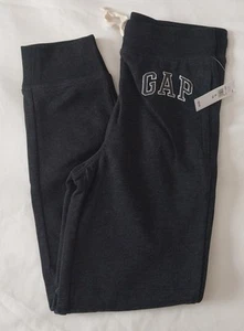 Gap Boys XL Jogger Fleece Pants Black Marl Drawstring elastic Waist Logo ~ New - Picture 1 of 10