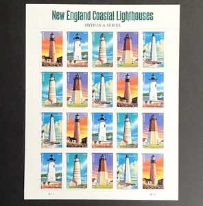 USA 2013 Stamps MNH Forever New England Coastal Lighthouses Block Sheet of 20 - Picture 1 of 4