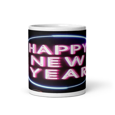 Neon Lights New Year's Celebration Ceramic 11oz Mug - Image 1 of 3