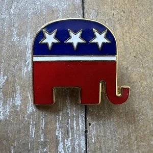 Prendedor de solapa tono dorado elefante republicano republicano vintage - Imagen 1 de 2