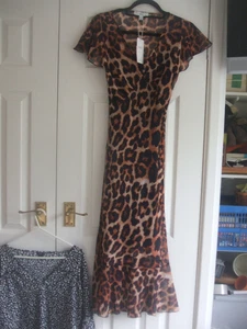 M&S animal print chiffon short sleeve midi dress size 6/8 nwt - Picture 1 of 1