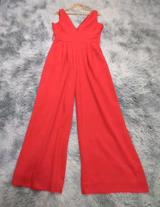 Sheike V-Neck Wide Leg Jumpsuit Pantsuit Womens 14 Bright Red Cocktail Career - Picture 1 of 17