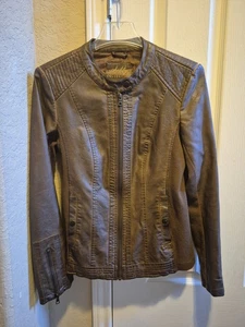 Sebby Kunstlederjacke braun Reißverschluss vorne Größe Small - Bild 1 von 13