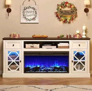 Exclusive Merluxy 70" TV Stand – Electric Fireplace & Luxe Storage Space - Picture 1 of 8